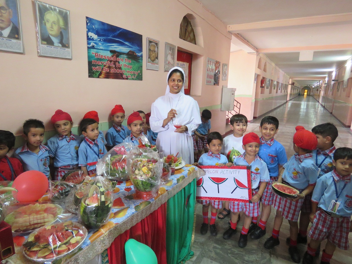 THE TINY TOTS OF KINDERGARTEN WING OF SACRED HEART CONVENT SR.SEC.SCHOOL , SAHNEWAL CELEBRATED WATERMELON DAY: