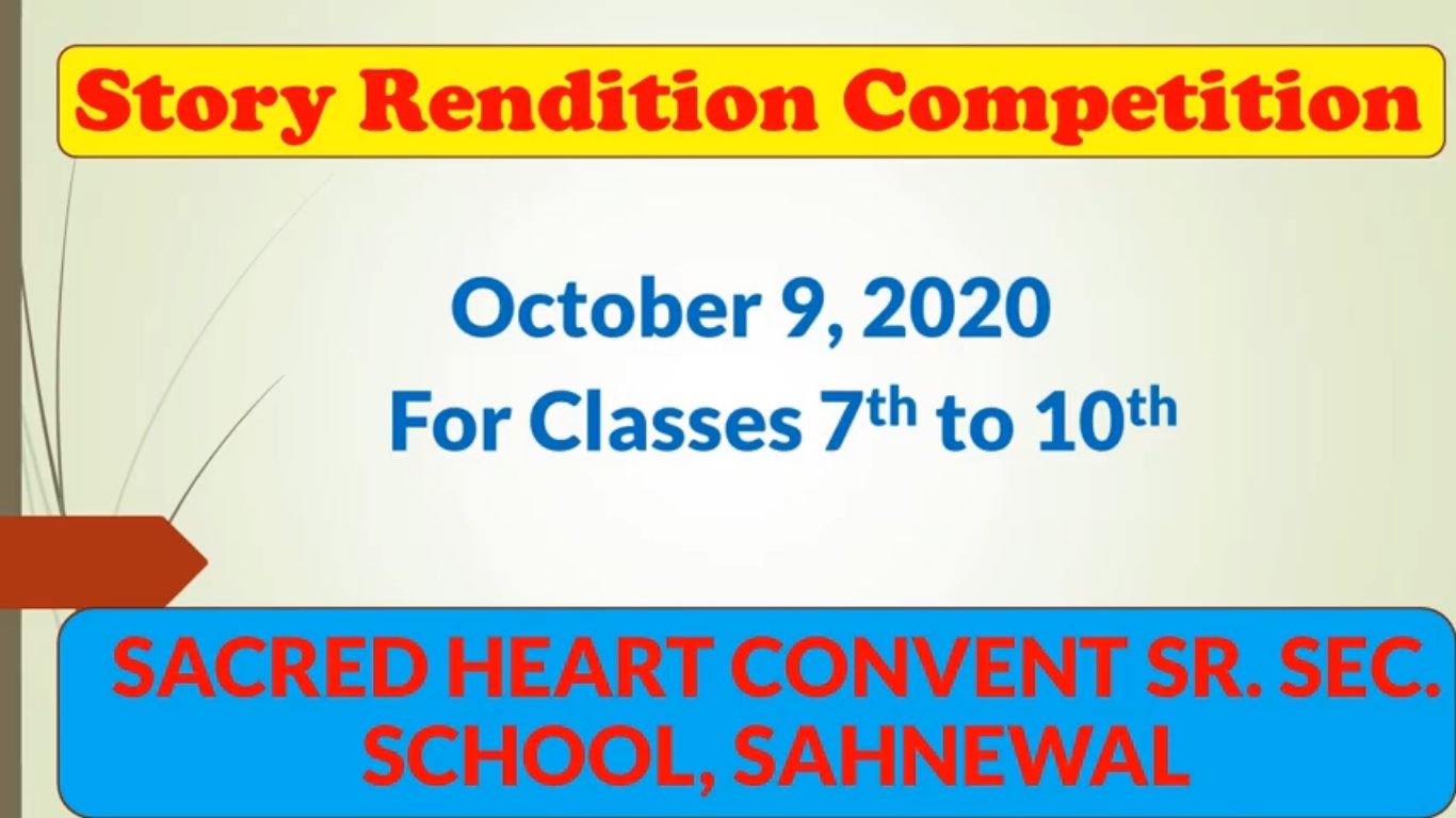 Story Rendition Competition Conducted for Classes VII to X on 10th October 2020 at SHCS, Sahnewal